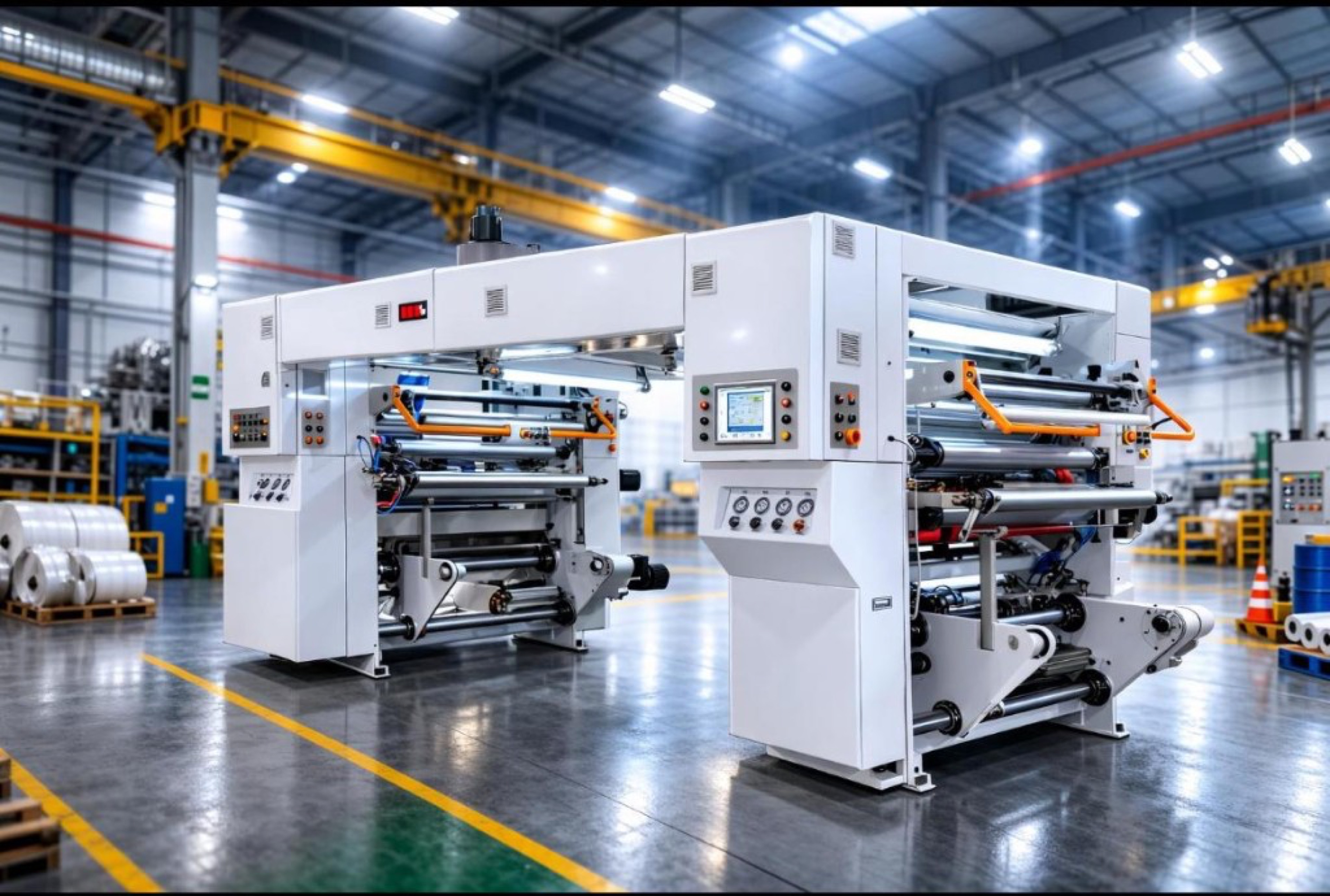 Lamination machine on production floor.