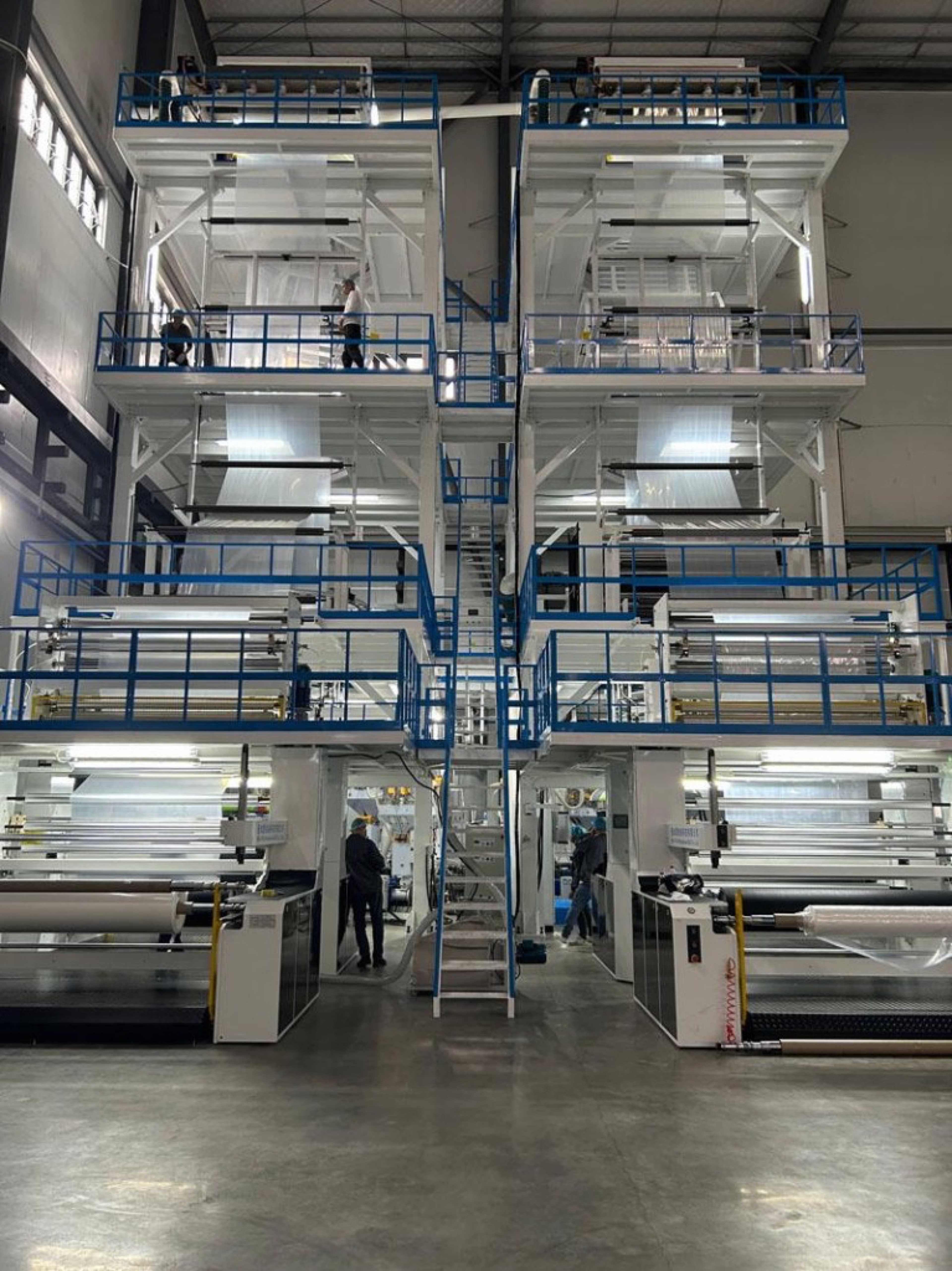 Multilayer film extrusion machine.