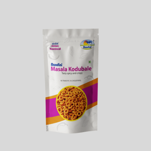 Masala kodubale snack pouch with white and magenta design.