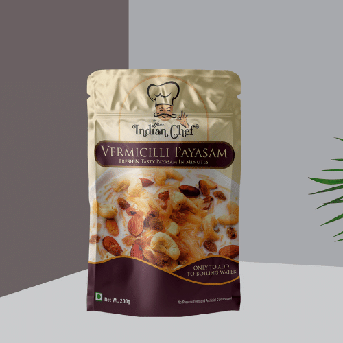 Vermicelli payasam pouch on a studio background.