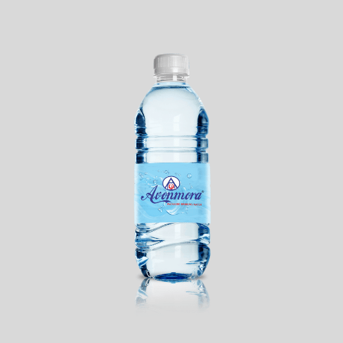 Packaged bottled water product on a plain background.
