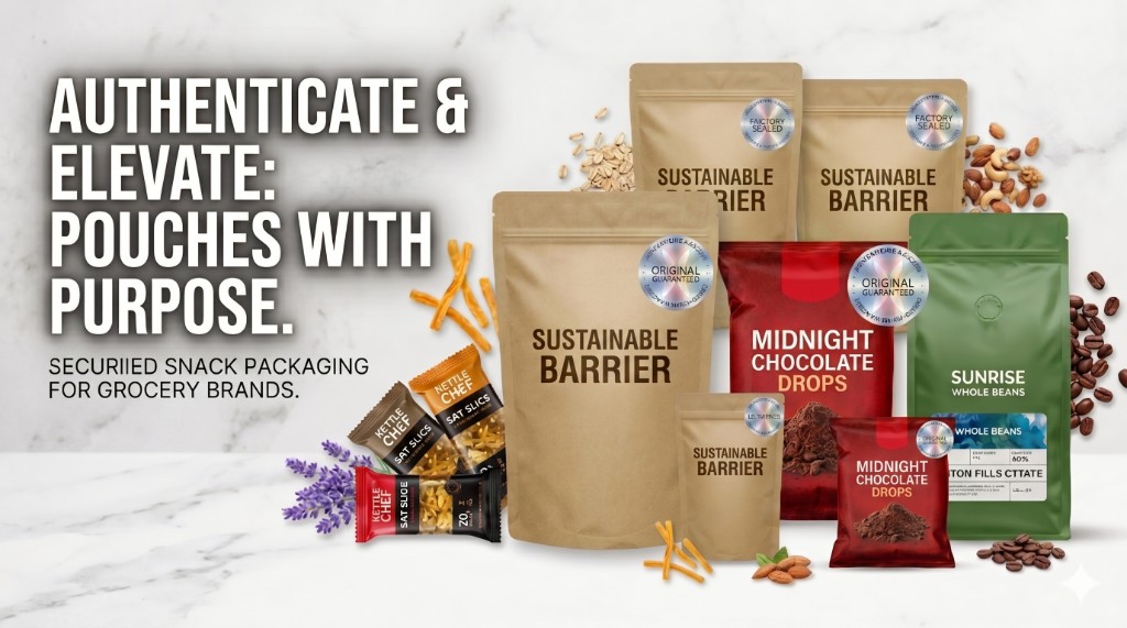 Authenticated snack packaging for commercial scale production