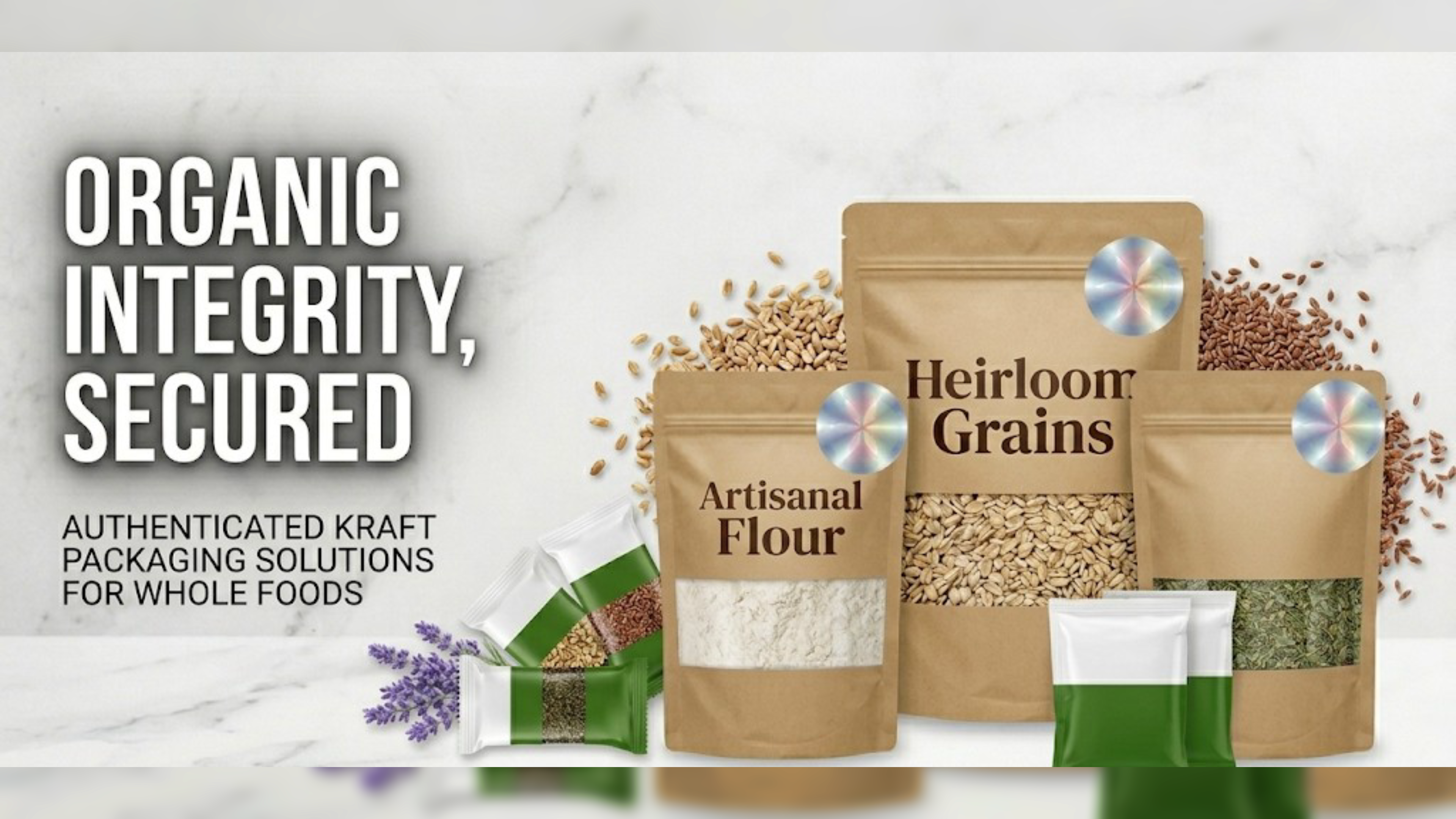 Organic pouch packaging with secure authenticity seals
